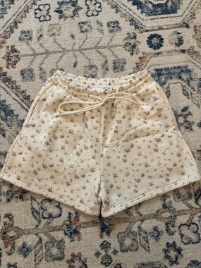 Altar’d State Cream Floral Lounge Shorts